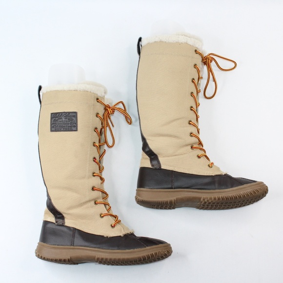 Polo Ralph Lauren Khaki Brown Canvas Boots #136 - Picture 2 of 8